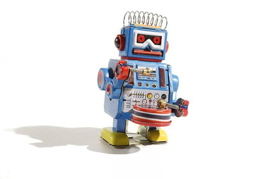 Blue Wind-Up Tin Robot - Antique & Hire