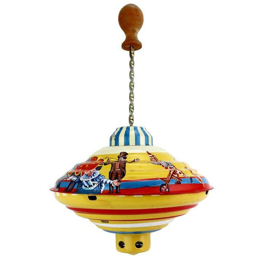 Large Yellow Tin Spinning Top - Antique & Hire