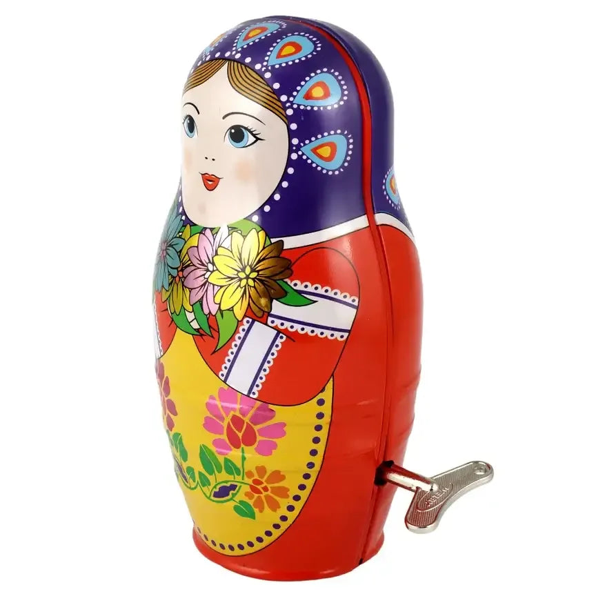 Blyplade Matroschka legetøjsfigur stablet håndmalet dekorativ samler retro, farverig og i retrostil.