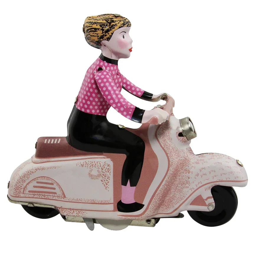 Pink Tin Wind-Up Scooter - Antique & Hire