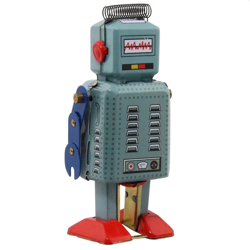 Figura de hojalata de robot hecha a mano «Rob» – Diseño antiguo se encuentra con la artesanía metálica, figura retro detallada de metal.