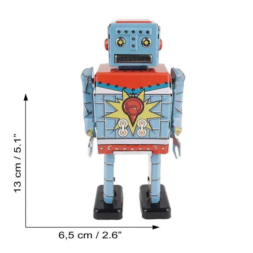 Blue Tin Wind-Up Robot - Antique & Hire