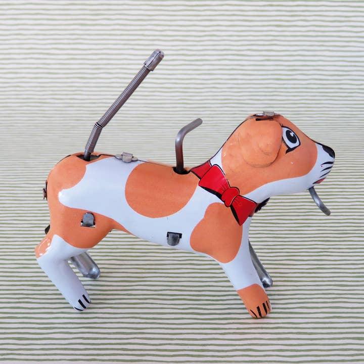 Hand-Painted Wind-Up Tin Dog - Antique & Hire
