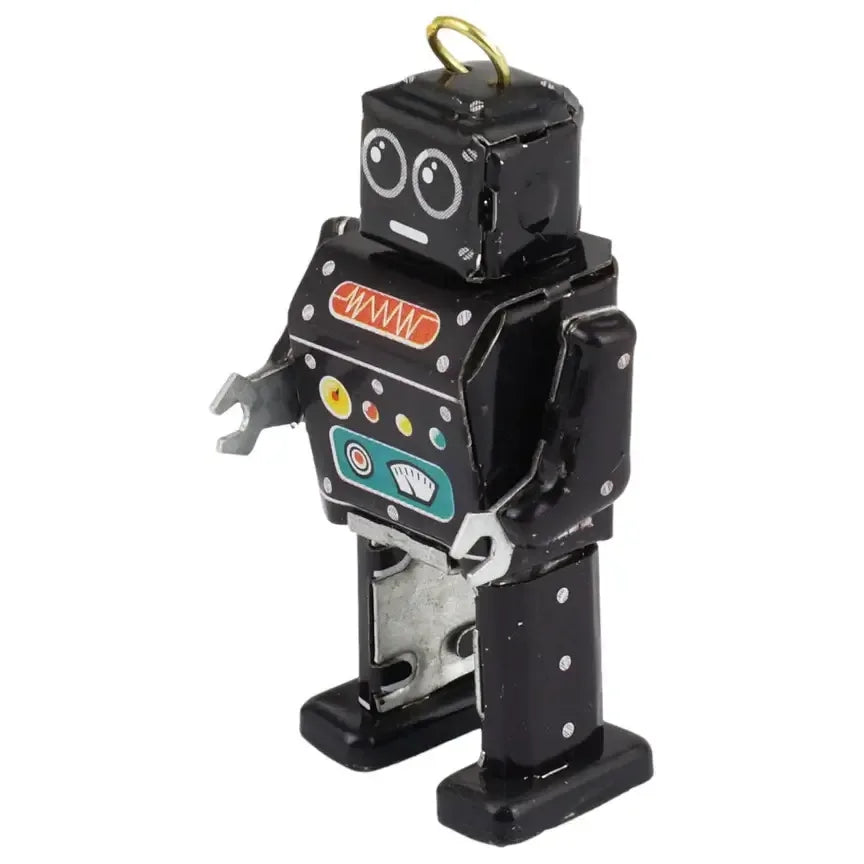 Figura de mini robot de hojalata retro negra para coleccionistas y decoración