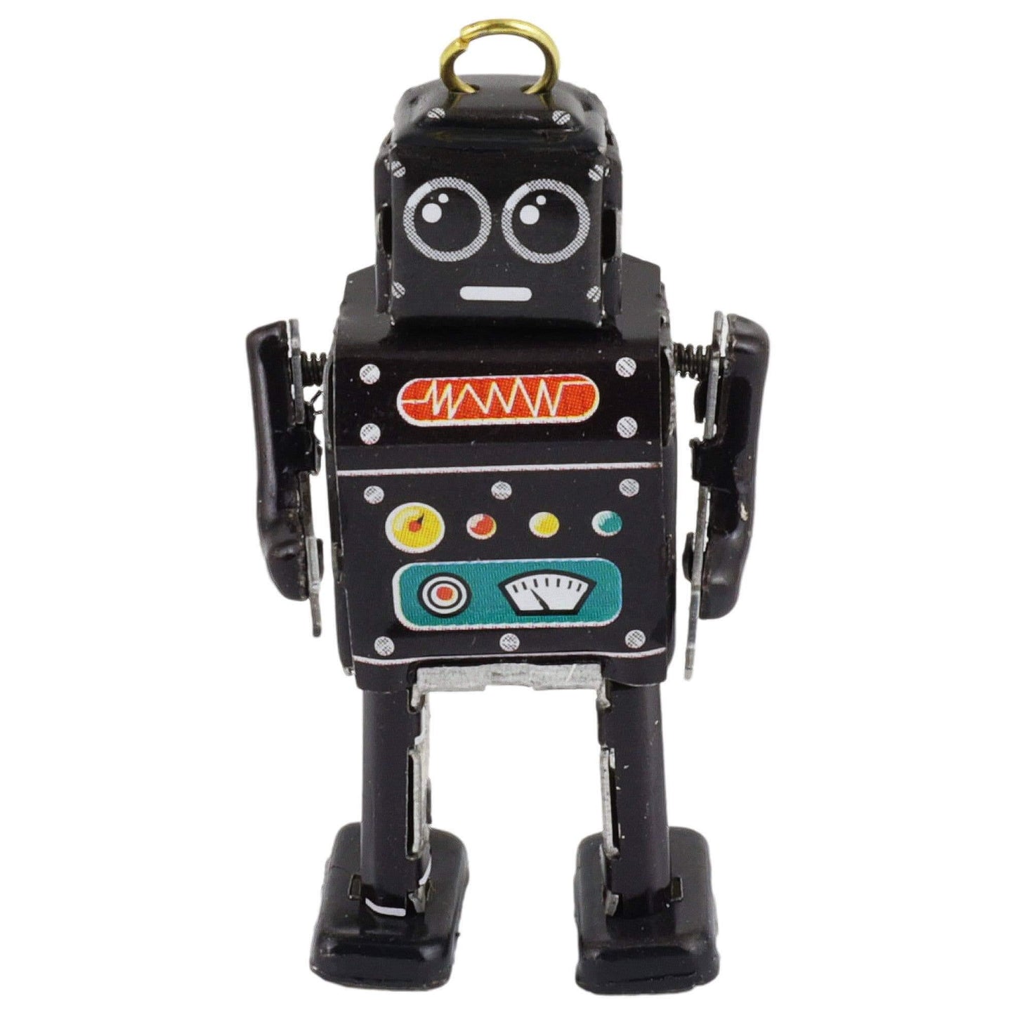 Figura retro de robot de hojalata negra 4.8×2.5×1.7 cm 10 g hojalata coleccionable impresa con detalles hecha en India