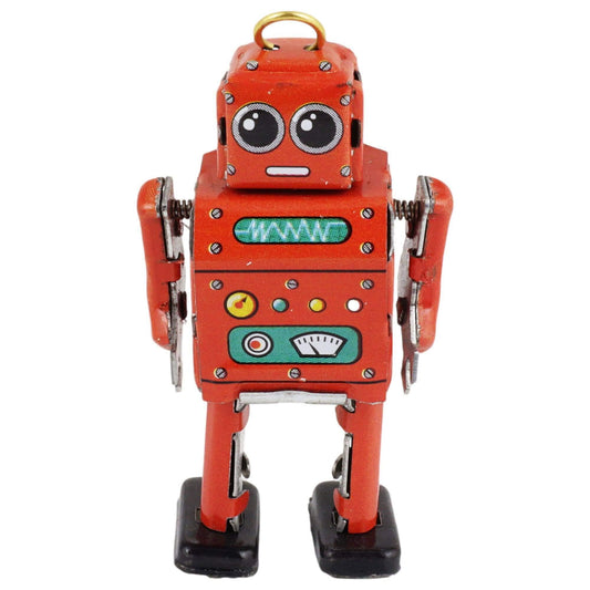 Mini tin robot, red pewter - Antique & Hire