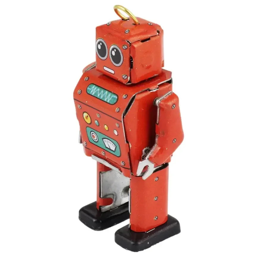 Mini tin robot, red pewter - Antique & Hire