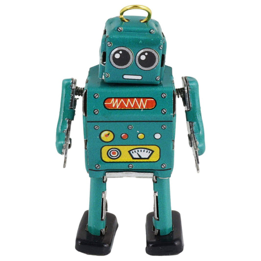 Turquoise Tin Robot Minifigure - Antique & Hire